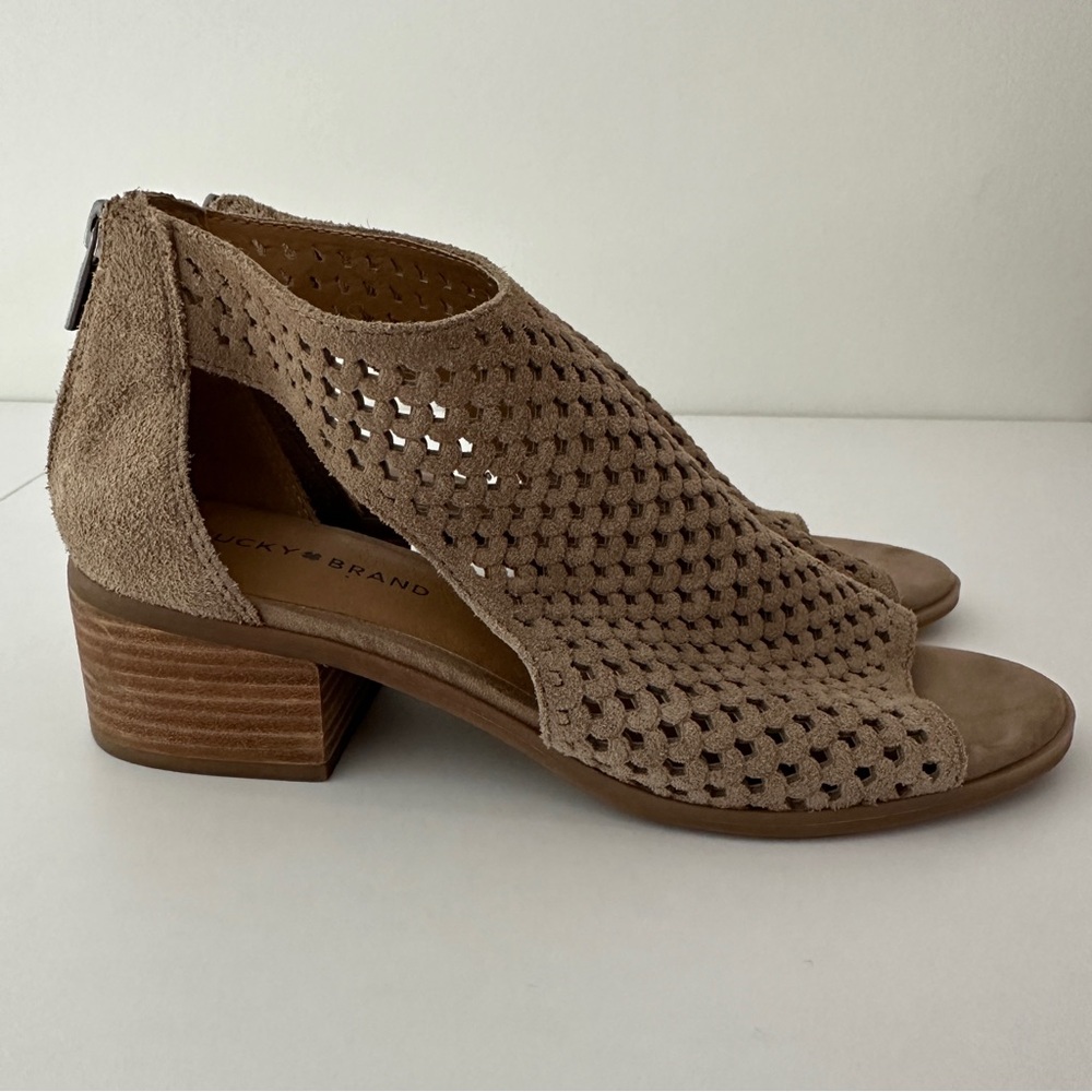Lucky Brand Perforated Ankle Boots Block Heel Size 9.5